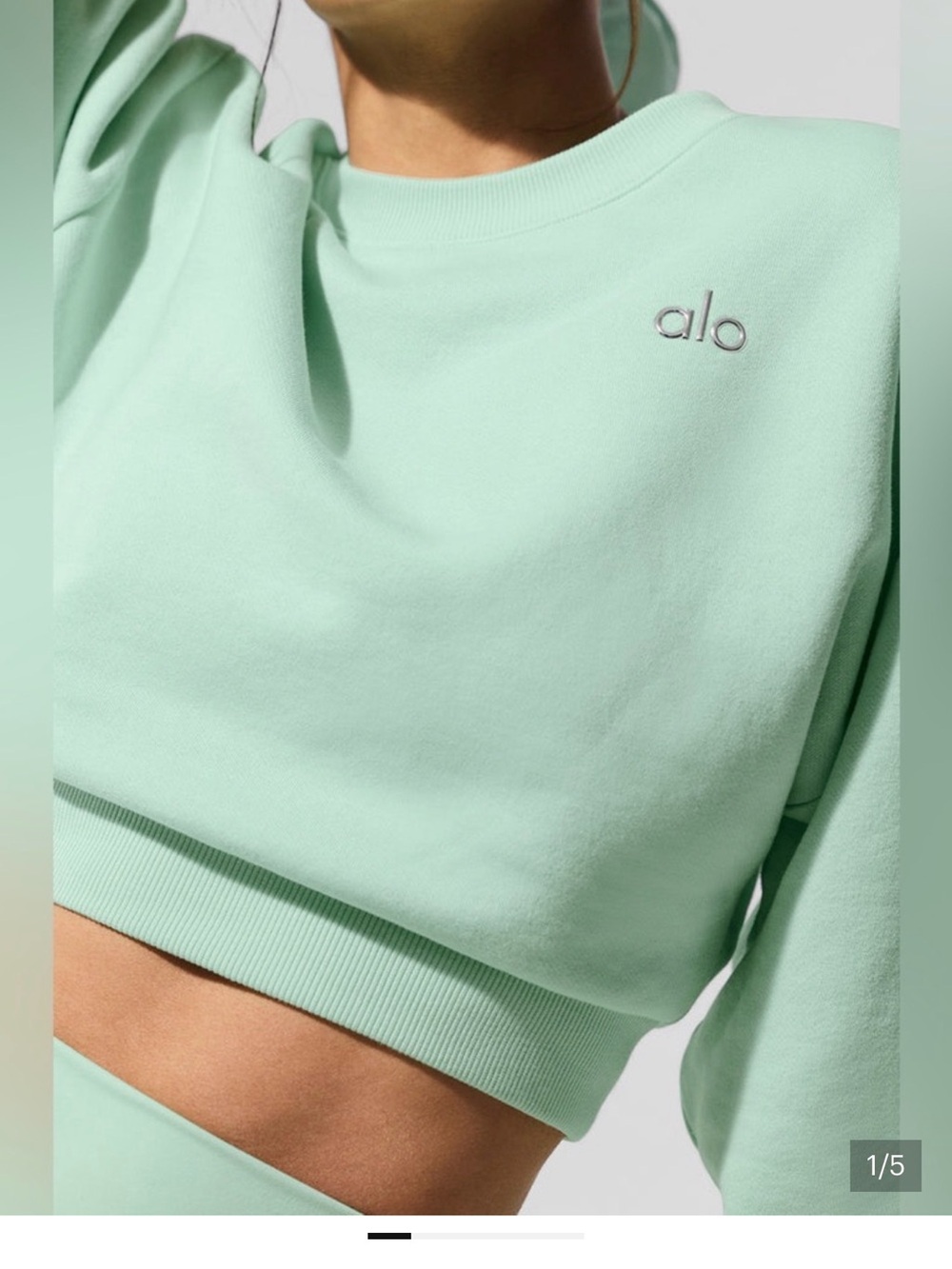 ALO Yoga Mint Green spearmint accolade Cropped Crew Sweatshirt